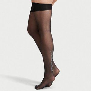VS VERY SEXY Crystal Signature Thigh Highs Black Hosiery NWT
